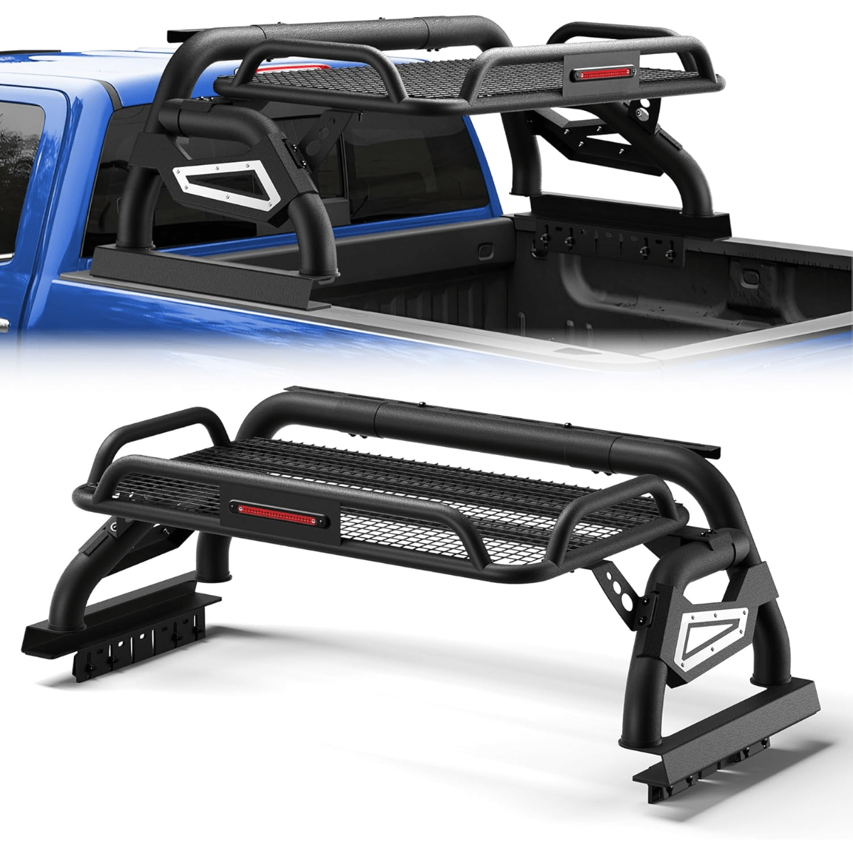 Truck Bed Sport Bar and Adjustable Cargo Basket for Full-Size F150 / Ram / Silverado / Tundra / Sierra / Titan
