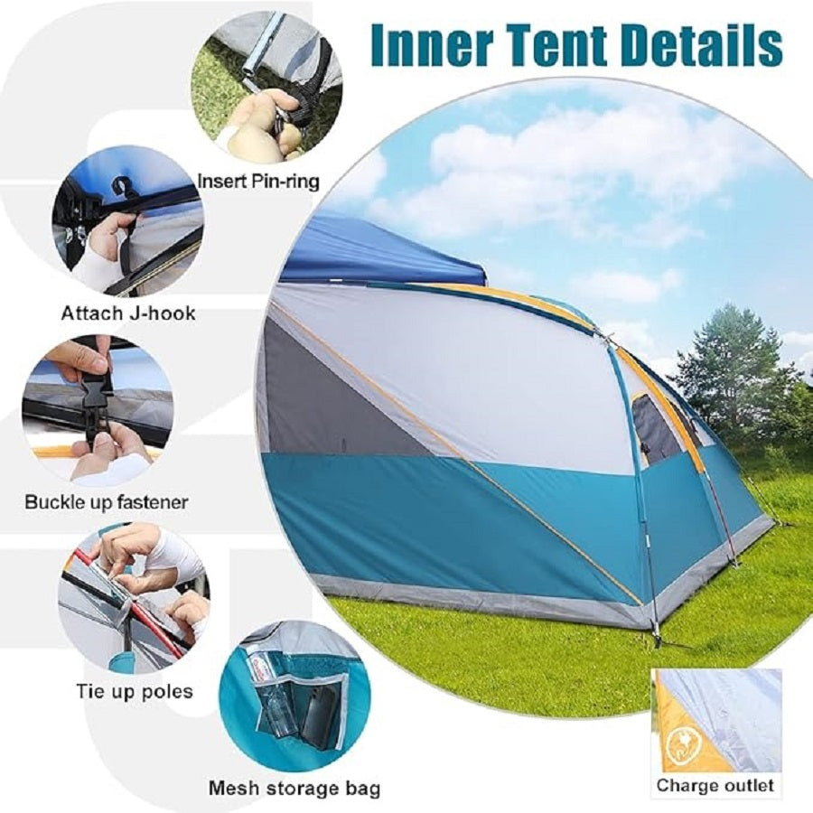 Camping Cube Pop Up Canopy Side Tent Compatible for 10' x 10' Canopies - Instant Setup Portable Gazebo with Zippered Doors, Spacious Shelter for Camping, Picnics, Backyard Parties (Canopy/Shelter Not Included)