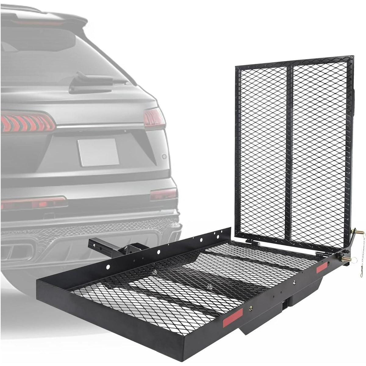 Hitch Cargo Carrier with Ramp Foldable Hitch Mount Wheelchair Carrier Mobility Scooter Ramp 500 Lbs Weight Capacity (halloween & accessories)