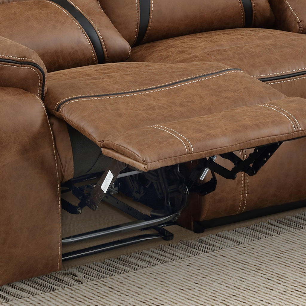 Faux Leather Manual Recliner Set: 3-Seat Sofa, Loveseat, Recliner Chair for Living Room And Meeting Room