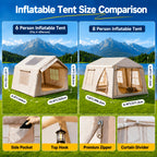 LILYPELLE 6-12 Person Ridge-Style Inflatable Camping Tent with Manual Pump, Large Mesh Windows And Curtain Divider, Four-Season Use, Easy Setup, Ideal for Groups And Families
