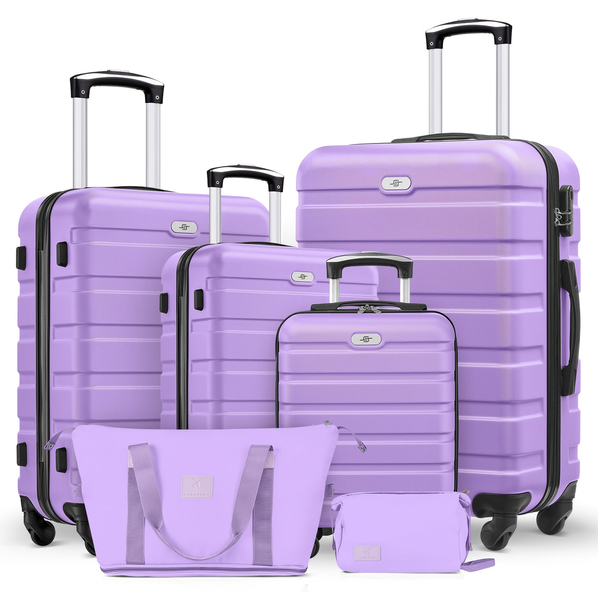Travel Suitcase Set, Consisting Of 16+20+24+28 Inch Suitcases + Bag Set. Rose Red Suitcase Set. Made Of ABS Material. with Three-section Adjustable Handle And 360° Swivel Wheels