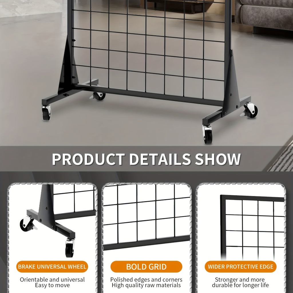 3-Pack 2' X 5.5' Ft Gridwall Panel Mesh Display Stand Heavy Movable Floorstanding Grid Wall Panels with Mute Wheel