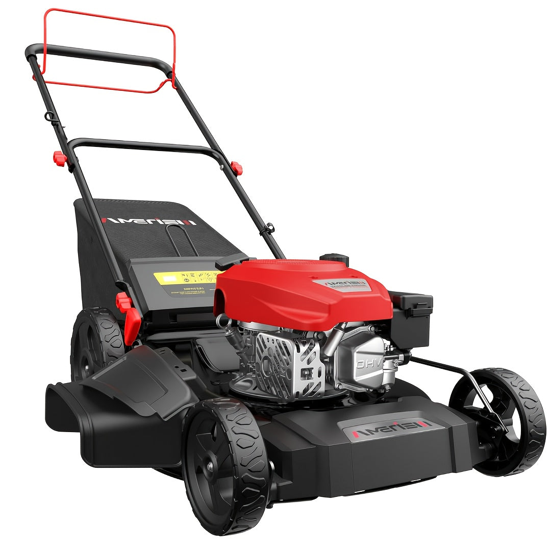 Self Propelled Gas Lawn Mower 21In. 170Cc, Gas Engine 3-In-1 Mulch, Bag, Side Discharge, 6-Position Height Adjustment, Lawn Mower, Self Propelled Lawn Mower, Lawn Care Equipment, Yard Maintenance, Adjustable Height Mower, Versatile Discharge