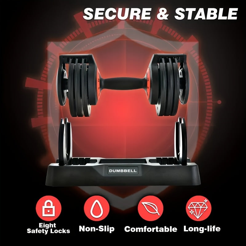 55 Pound Pair Of Adjustable Dumbbells, 2pcs Set With Tray, 5-in-1 Gear, 110 Pound Free Weight Dumbbell Set, Men'S And Women'S Fitness Equipment, Professional Strength Training Equipment, Suitable For Home Leisure And Gym Training, Office