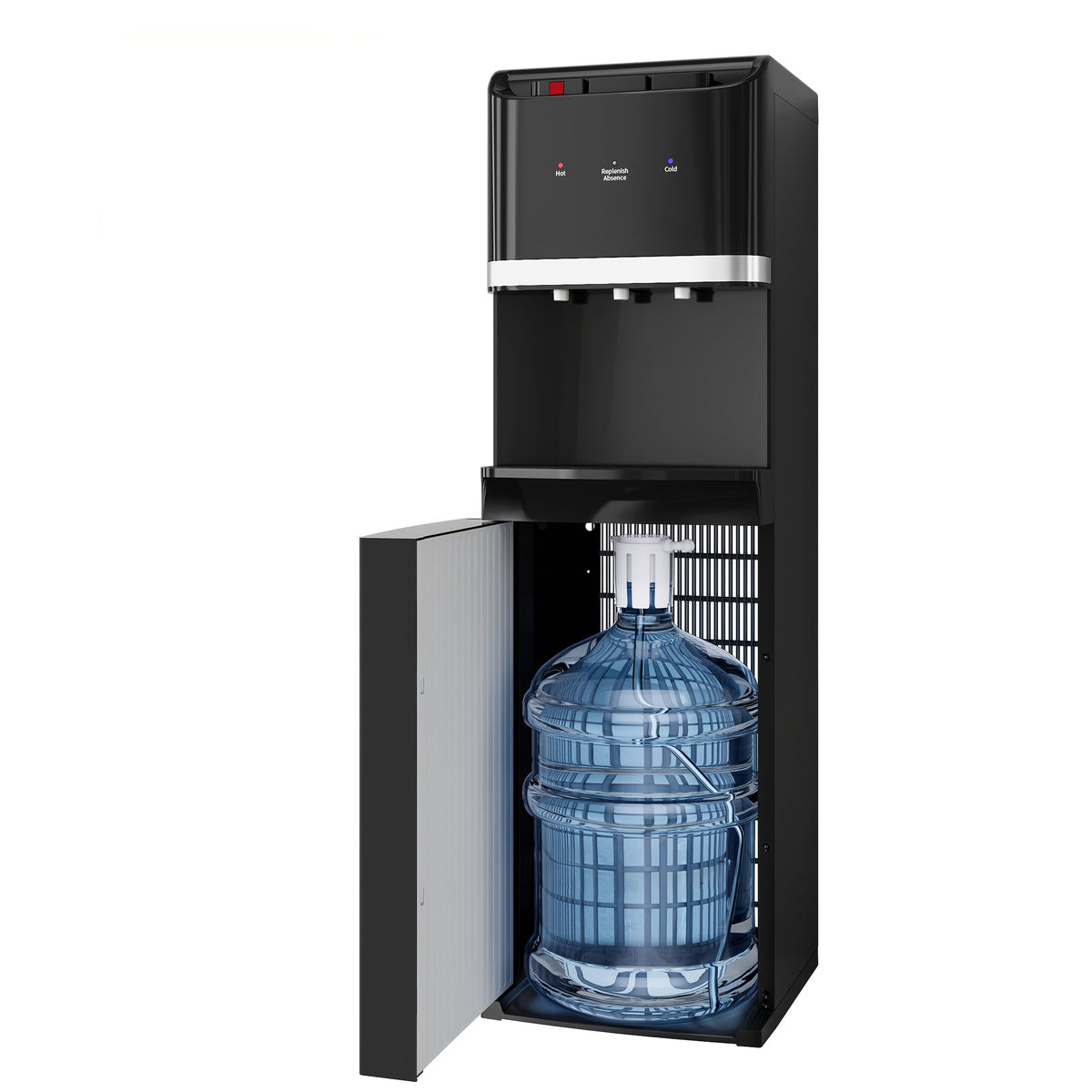 GUNJI 110V Bottom-Mounted Water Cooler Dispenser for 5-Gallon Bottles, with Hot, Cold, and Room Temperature Indicator Lights, Designed Specifically for Homes, Apartments, and Offices