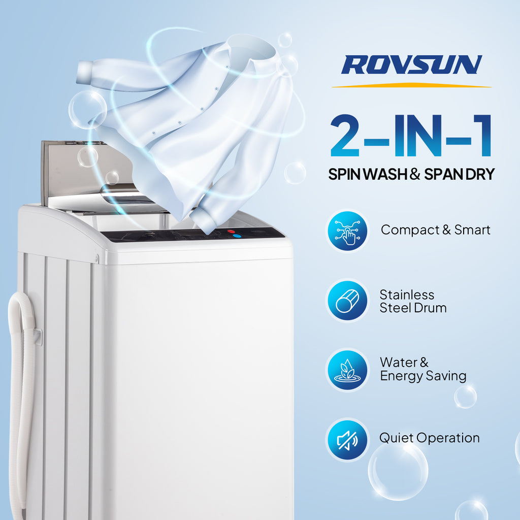 Portable Washing Machine - Compact Twin Tub Mini Washer & Spin Dryer Combo with Built-in Gravity Drain, 110V Electric Laundry Machine for Apartments, Dorms, RV, Camping - Energy Efficient, Quiet, Space Saving, No Installation Required, Quick Wash, Low Wat