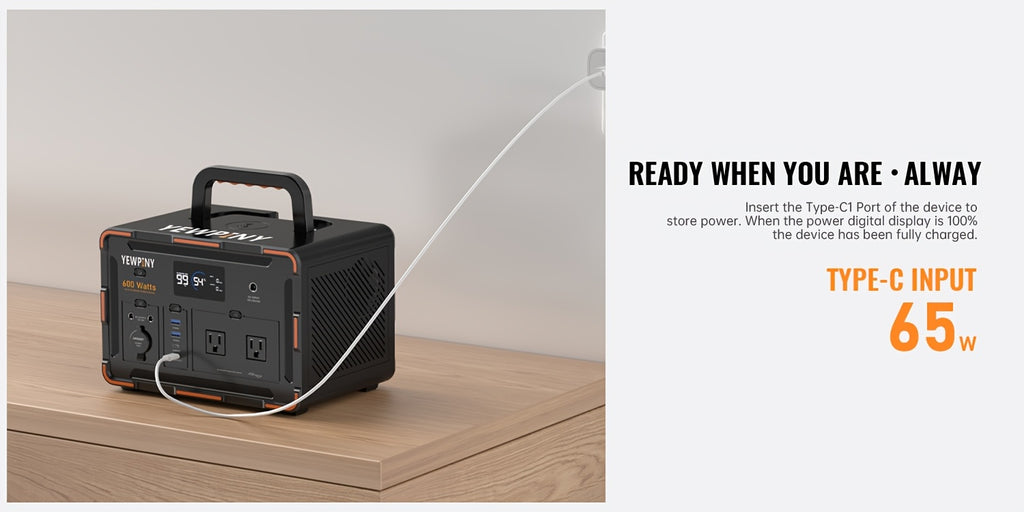 [Portable, Fast Charging] 300W/600W YEWPINY Portable Power Station, Featuring Fast Charging, 259Wh/599.4Wh Lithium-Ion Battery Solar Generator, 17,500mAh/27,000mAh High-Capacity Lithium-Ion Battery, Ideal for Home Use, Outdoor Trips, Camping, Hunting, and