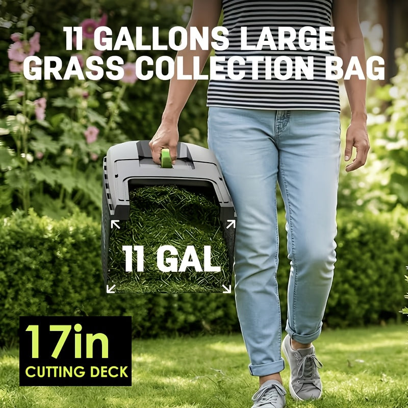 Deli Steelite 17"/13" Cordless Lawn Mower, 21V Battery Powered Walk-Behind Push Mowers, Electric Lawn Mowers With Brushless Motor, 2-in-1 Mulching & Bagging, 6/5 Heights Adjustment, 1*4.0 Battery Or 2*4.0 Batteries