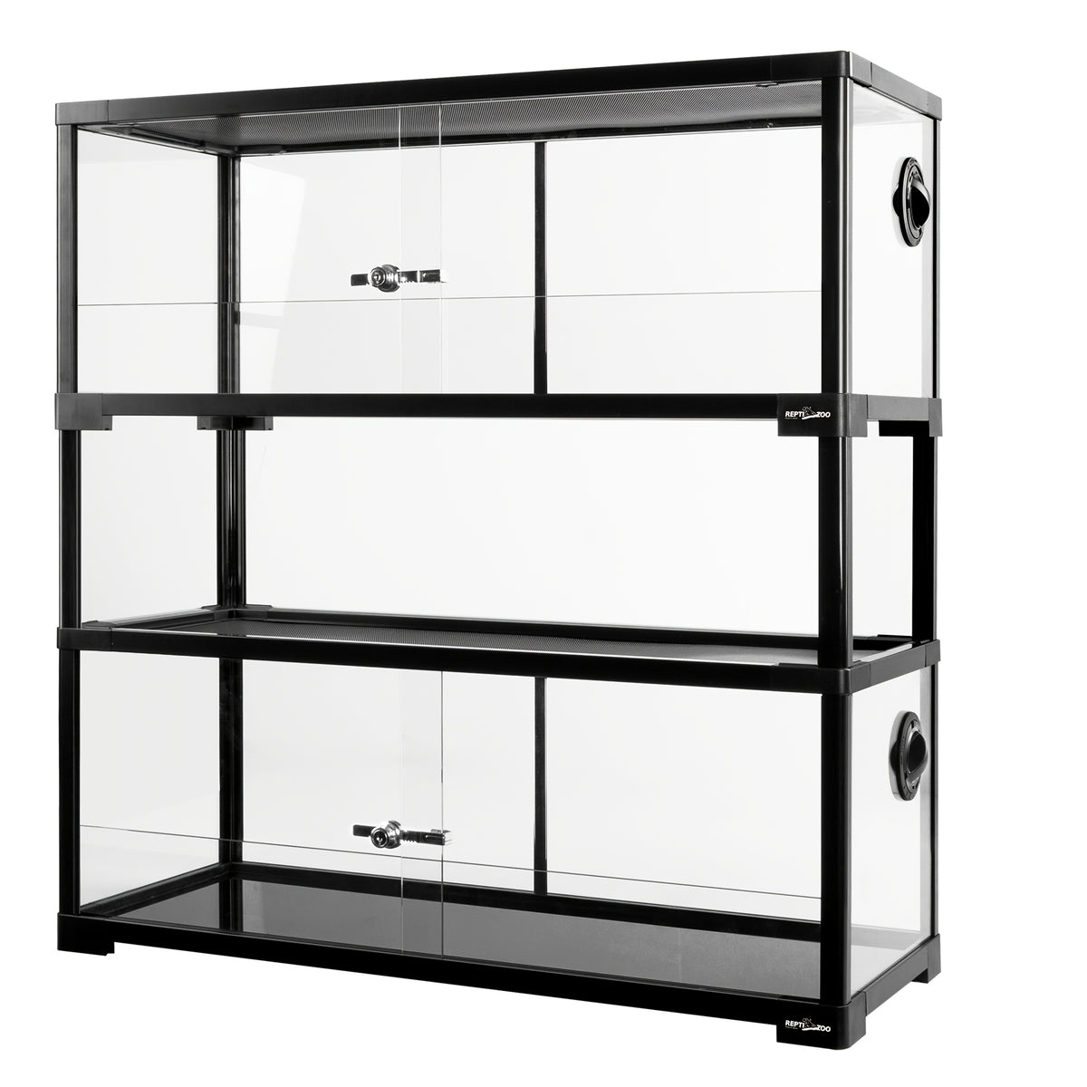 REPTI ZOO Double Stacked Reptile Tank, 30" X 12" X 12" Tall Reptile Terrarium, Front Opening, Full Vision, Knock Down, 2 Pack 20 Gallon Glass Cage for Reptile, Bearded Dragon, Lizard, Gecko