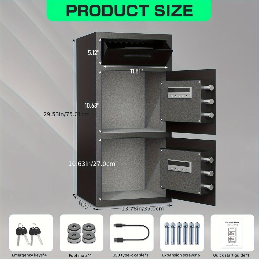 [Extra Large Safe Box] 6.5 Cu Ft Extra Large For Home Safe Box Fireproof With Drop Slot, Digital Drop Safe With Double Door And Key Hook, Money Safes With Backlit Keypad And Dual Alarm For Home Office Business