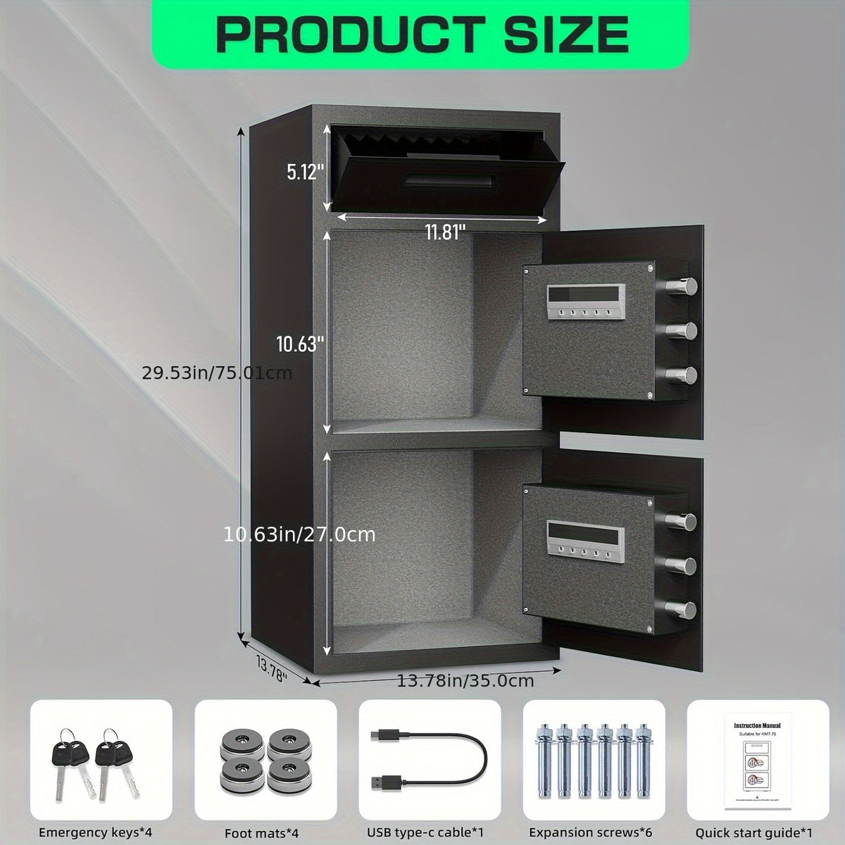 [Extra Large Safe Box] 6.5 Cu Ft Extra Large For Home Safe Box Fireproof With Drop Slot, Digital Drop Safe With Double Door And Key Hook, Money Safes With Backlit Keypad And Dual Alarm For Home Office Business