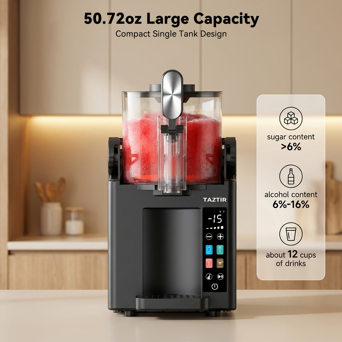 4-In-1 Slushy Machine for Home Party, -15°C Rapid Freeze, 9-Min First Slush, No Ice Needed Frozen Drink & Ice Cream Maker with Smoothie, Milkshake & Margarita Presets, Iced Tea Maker