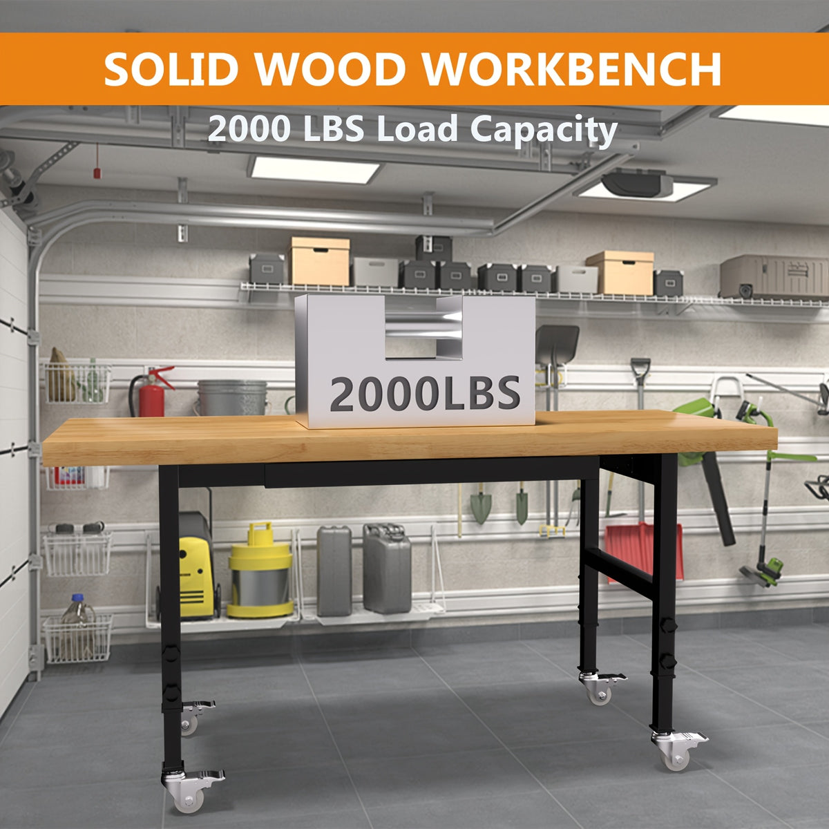 60 Solid Wood Tool Desk - with Drawers, Outlets, and Swivel Casters - Multiple Models Available