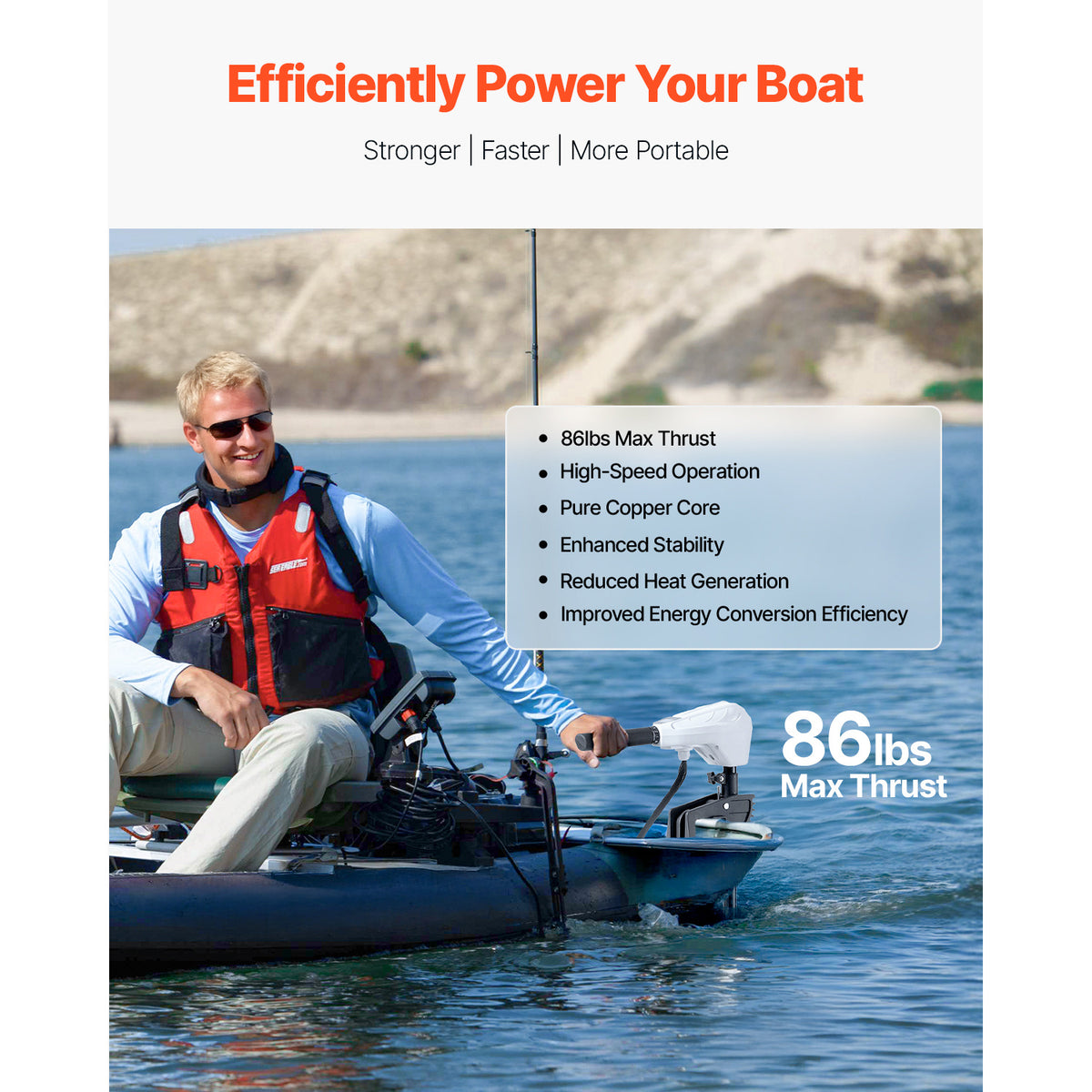 86lb 24V Thrust Electric Trolling Motor Saltwater Trolling Boat Engine for Kayak