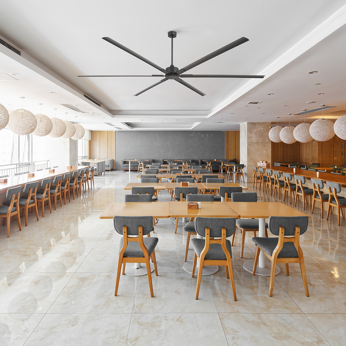 [Industrial Ceiling Fan] 120-Inch HVLS Industrial Ceiling Fan Suitable for Large Commercial Spaces - Heavy-Duty Remote Control System with Silent DC Motor, 6- Low-Profile Downrod Mount, Full Coverage for Warehouses, Gyms, Workshops, Use (No Light)