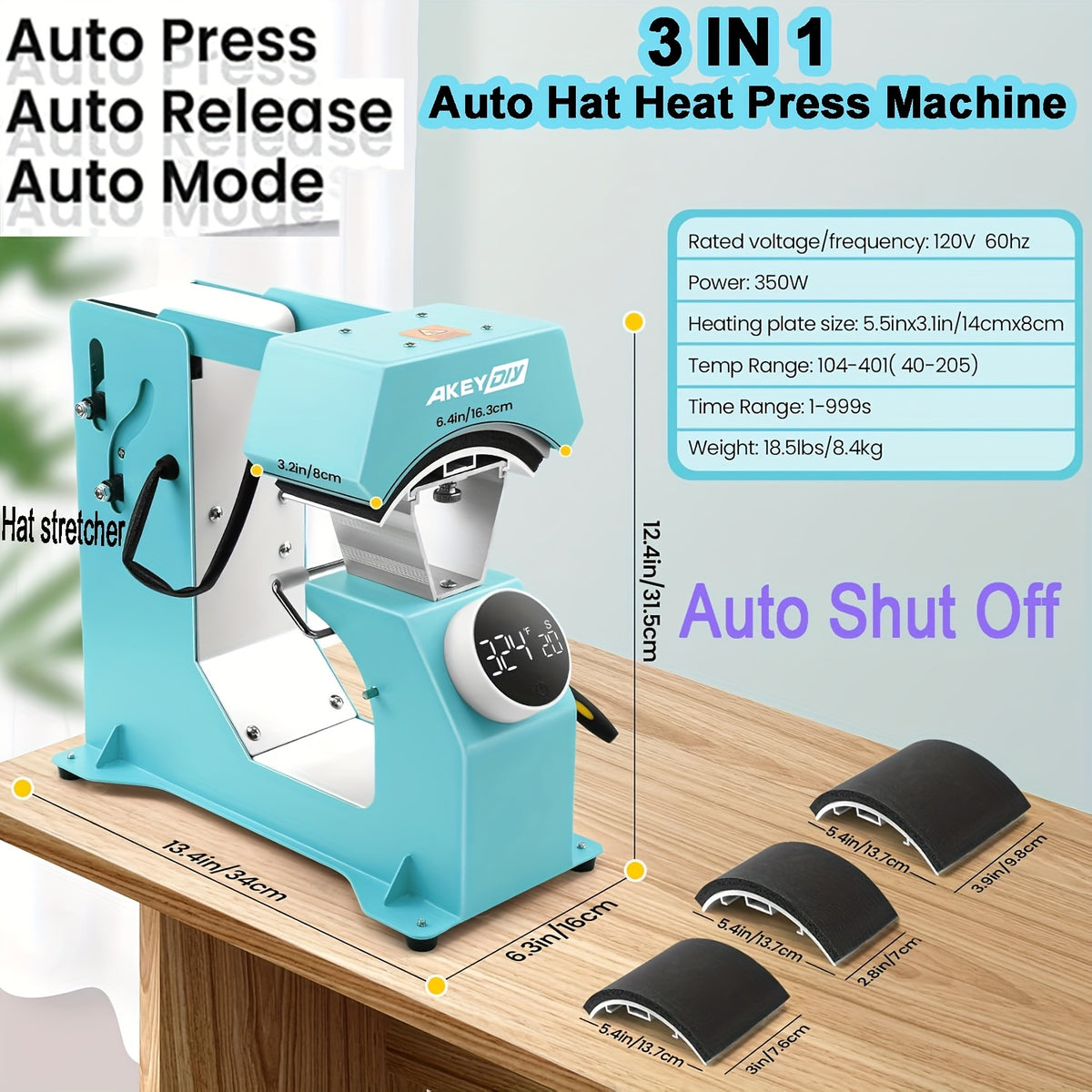 15"x15"/15"x12" - 8-in-1/ 5-in-1 Heat Press Machine Combo, Rotatable Design, Multi-Size Transfer Professional Sublimation Combination, Suitable for T-shirts, Bags, Pillows, Hats, Beanies, Roller - 3in 1 Auto Hat Press Can Only Press Hats