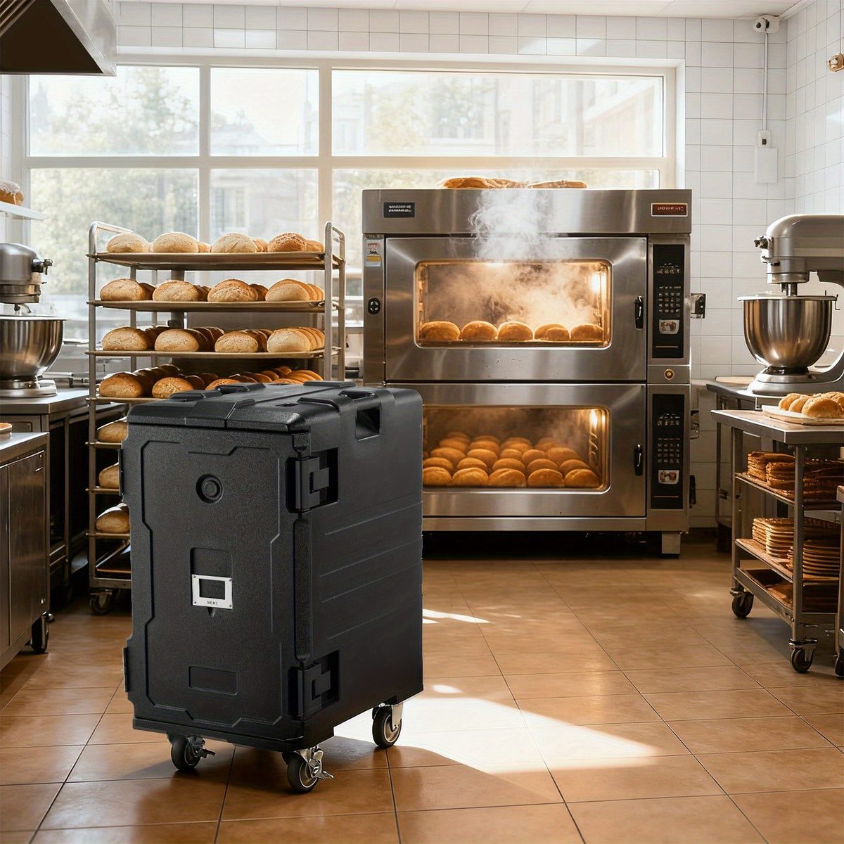 127QT Food Warmers with Swivel Casters, Hot Box Food Warmer, Catering Food Warmers for 8 Full Size Pans (NOT Included), Hot Boxes for Catering, Canteen, Christmas Party, Gathering, Restaurant Event