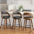 3/4pcs Modern Upholstered Bar Chair Set, 26" Counter-Height Stools With Thick Soft Cushion, Ergonomic Back Support, Solid Wood Legs & Footrest For Kitchen Island