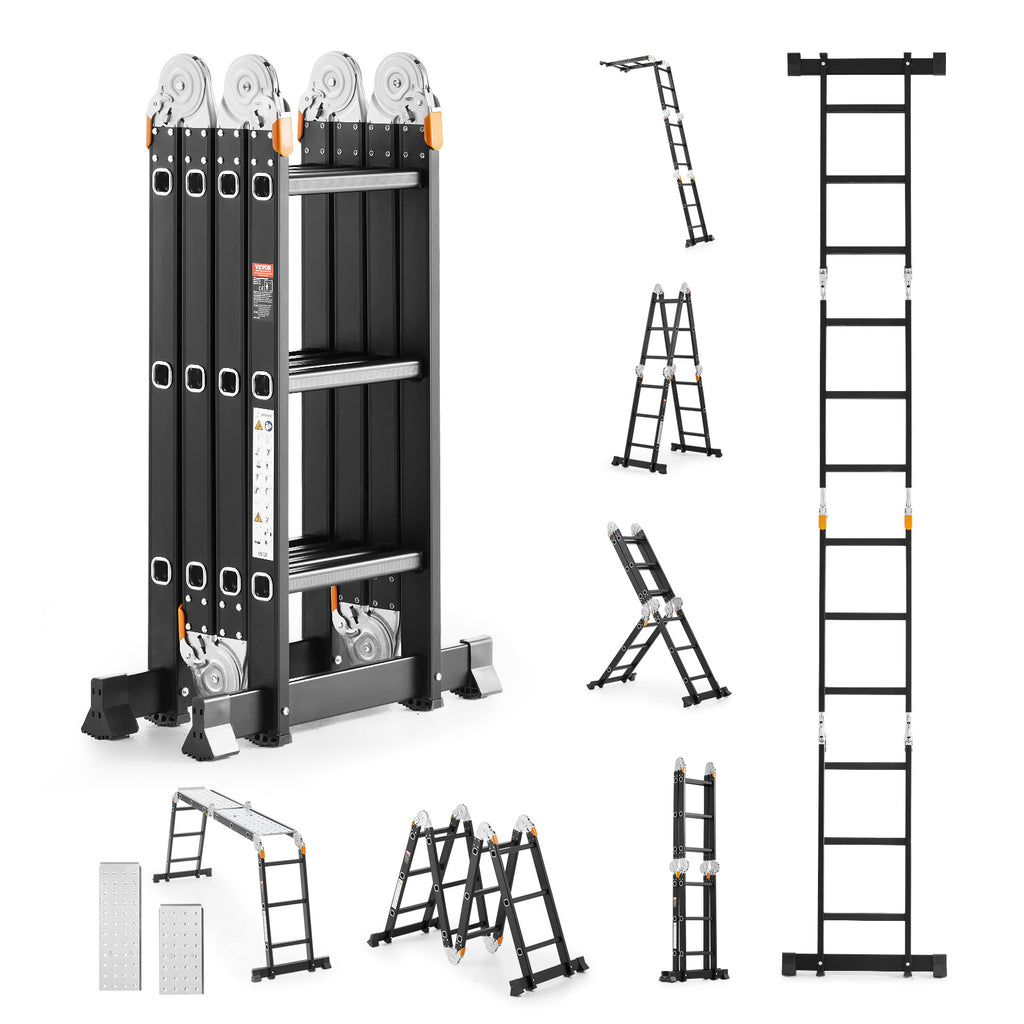 VEVOR Multi-Purpose Folding Ladder 7-in-1 3/4/5 Step 15.5ft with Scaffolding Plank/No accessories