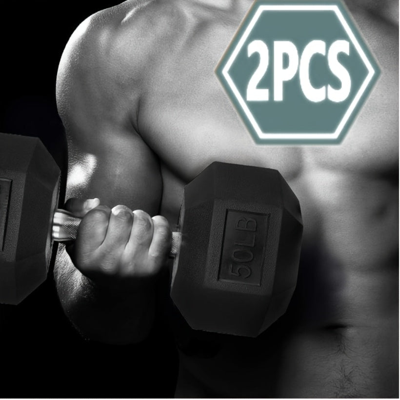 2pcs 60lb/65lb/70lb/75lb/80lb/85lb Dumbbell, Rubber-Coated Cast Iron Hex Shape, Perfect for Weightlifting & Strength Training