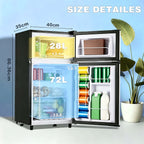 WANAI Mini Fridge with Freezer, 3.5 Cu.Ft Compact Refrigerator Freezer-on-Top Double Door, 7 Adjustable Thermostat, Small Freestanding for Bedroom Office Dorm Apartment