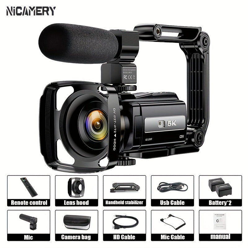 NEW 5K 30FPS Video Camera, 16x Digital Zoom 48MP UHD WiFi IR Night Vision Video Camera, 3.0 Inch 270 Degree Rotatable Touch Screen, 6-axis Stabilization Vlog Camera, Outdoor Essential Video Camera, Christmas Gift.