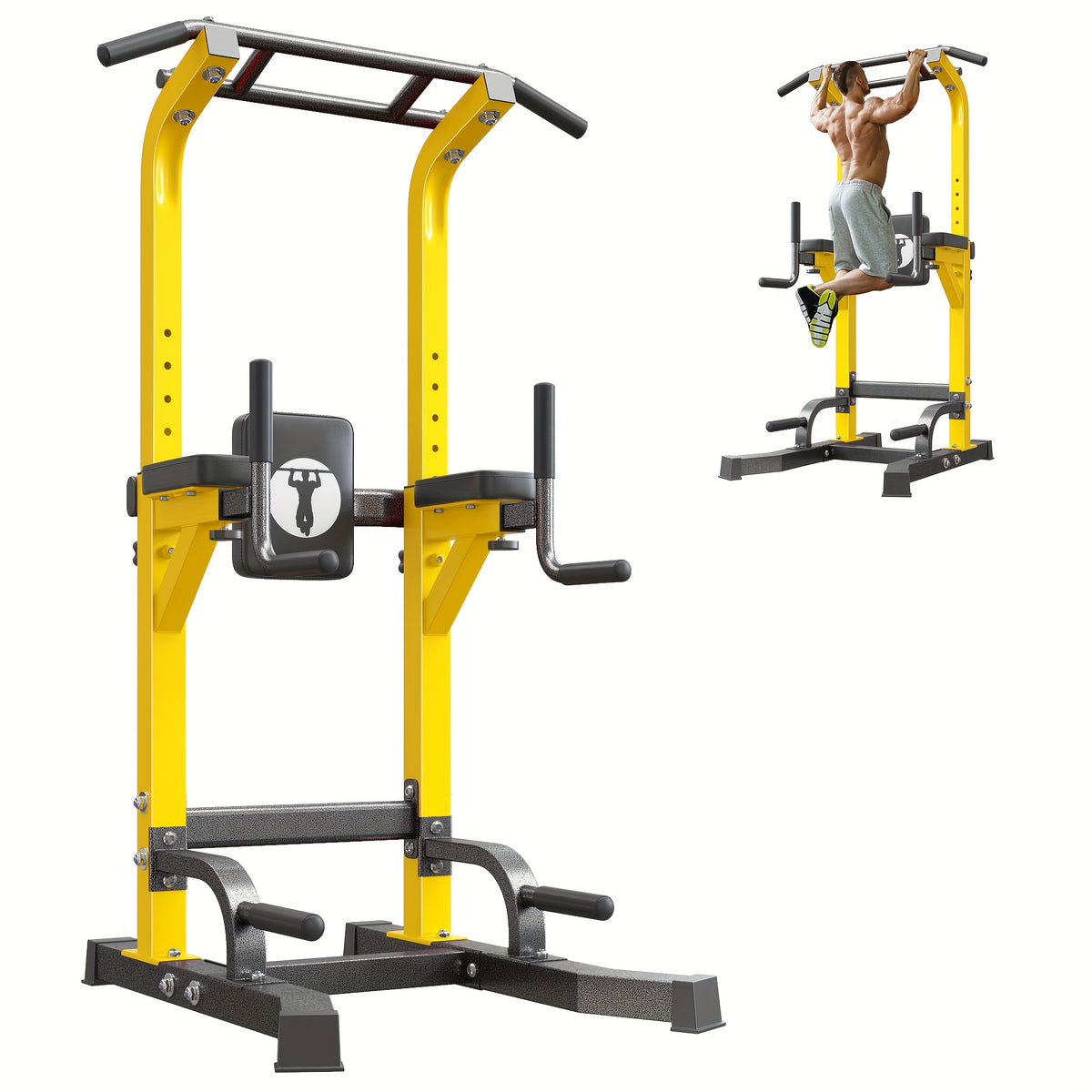 SogesPower Power Tower Pull Up Dip Stand Multi-Function Adjustable Height Workout Equipment Dip Station Fitness Strength Training for Home Gym 330LBS