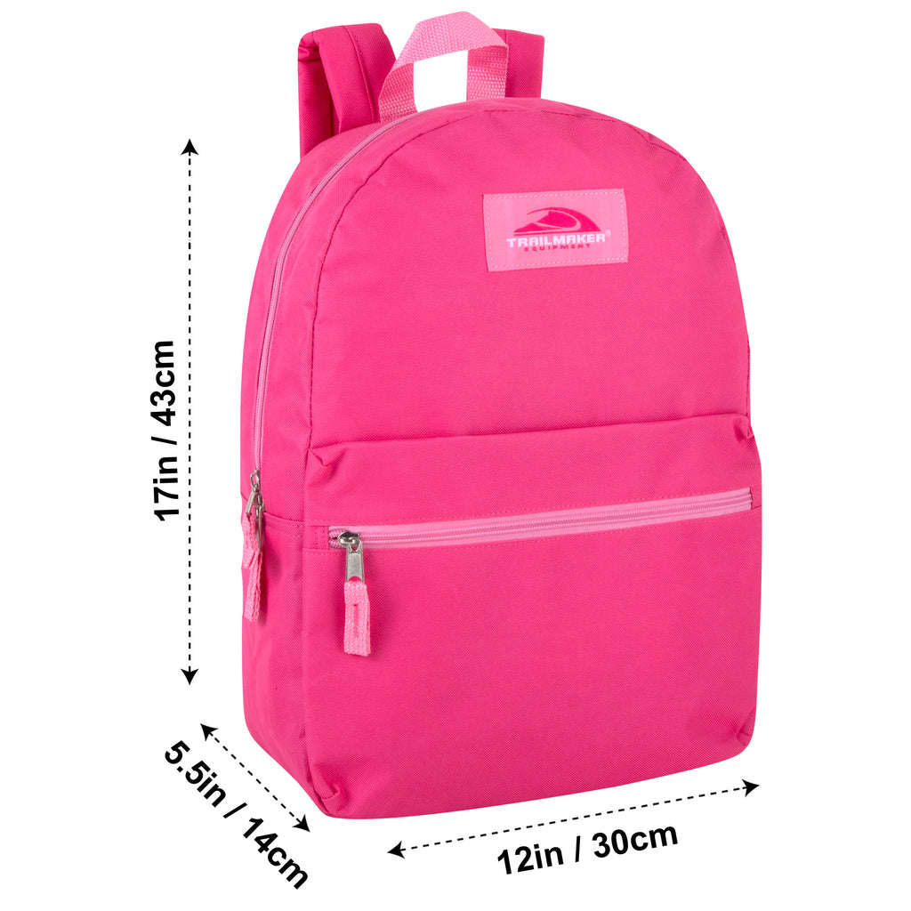 24 Pack of 17”L Classic Traditional Color Backpacks with 20 Piece Stationary Kits Containing 1 Notebook, 1 Folder, 3 Pencils, 3 Pens, 1 Pencil Sharpener, 2 Erasers & More!