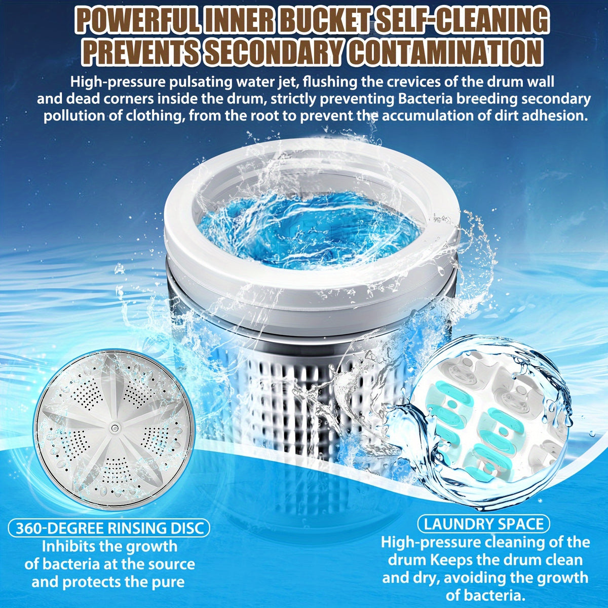 Portable Washing Machine 17.8Lbs/20Lbs Capacity, 2.4 Cu.Ft Full-Automatic Portable Washer Machine with 10 Programs And 8 Water Levels Selections, Low Noise, LED Display, Washing Machine for Apartment, Home, Dorms