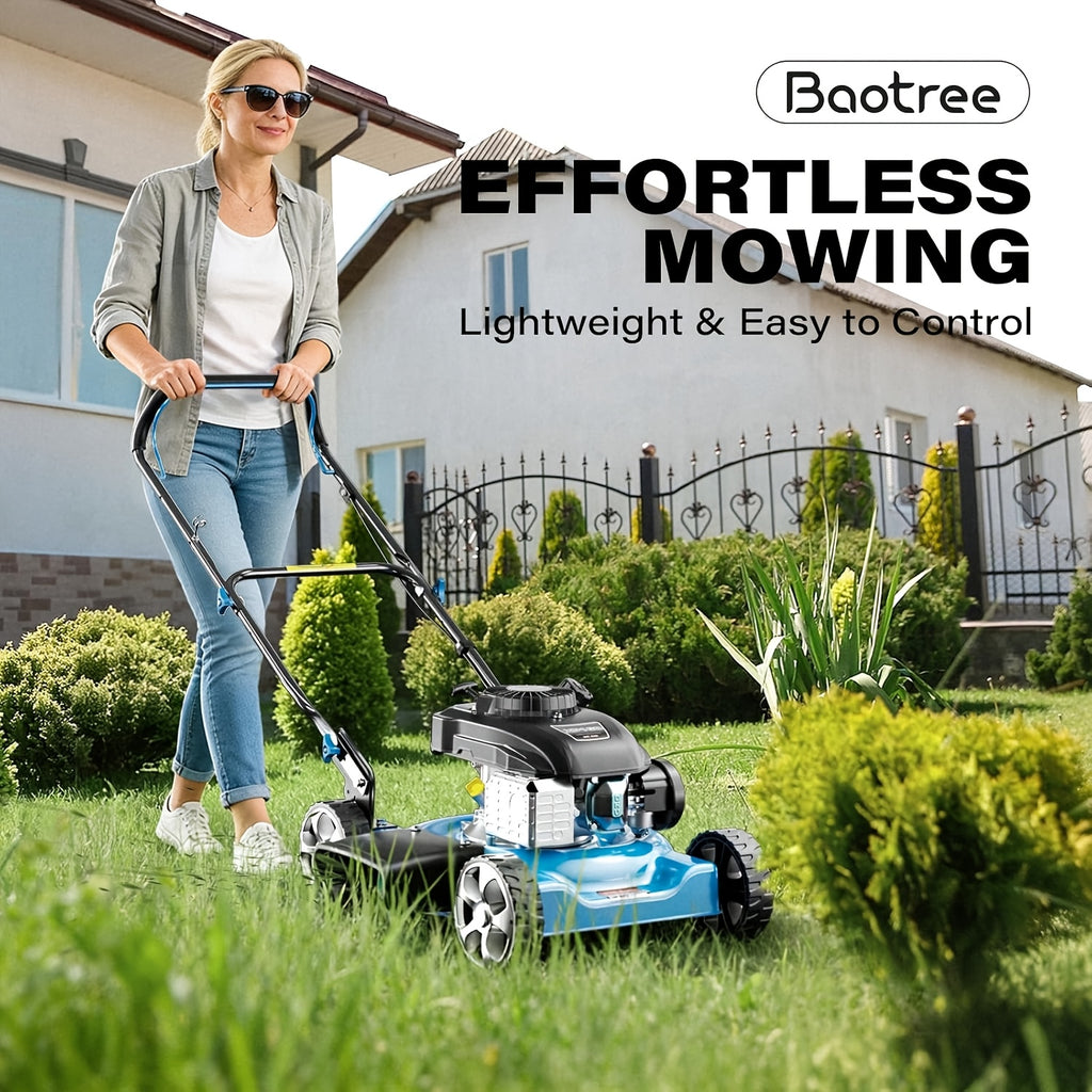 21-Inch Cutting Deck, 144cc 4-Stroke Engine, 2-in-1 Function (Side Discharge/Mulching), Lightweight for Small Yards Under 1/4 Acre (Hand Push) 32-72mm Cut Height, Installation Tools And Castors Included