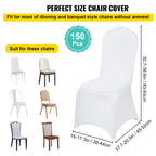 Chair Covers for Wedding and Banquet Seating, White Stretch Spandex Slipcovers for Dining, Stacking and Folding Chairs