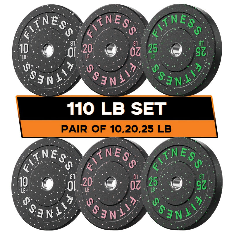 45-650Lbs High Bounce Bumper Plates, 2 Inch Colored Fleck Rubber Weight Plates For Heavy Lifters, Powerlifting, CrossFit, Deadlift, Squat, Home Gym, Strength Workout, For Men, Women, Big Weight Enthusiasts