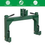 3-Pt Quick Hitch Adapter Category 1 & 2 Tractor, 3000 lb Lift, Adjustable Steel Bolt, Green Powder Coated (OEM Replacement)