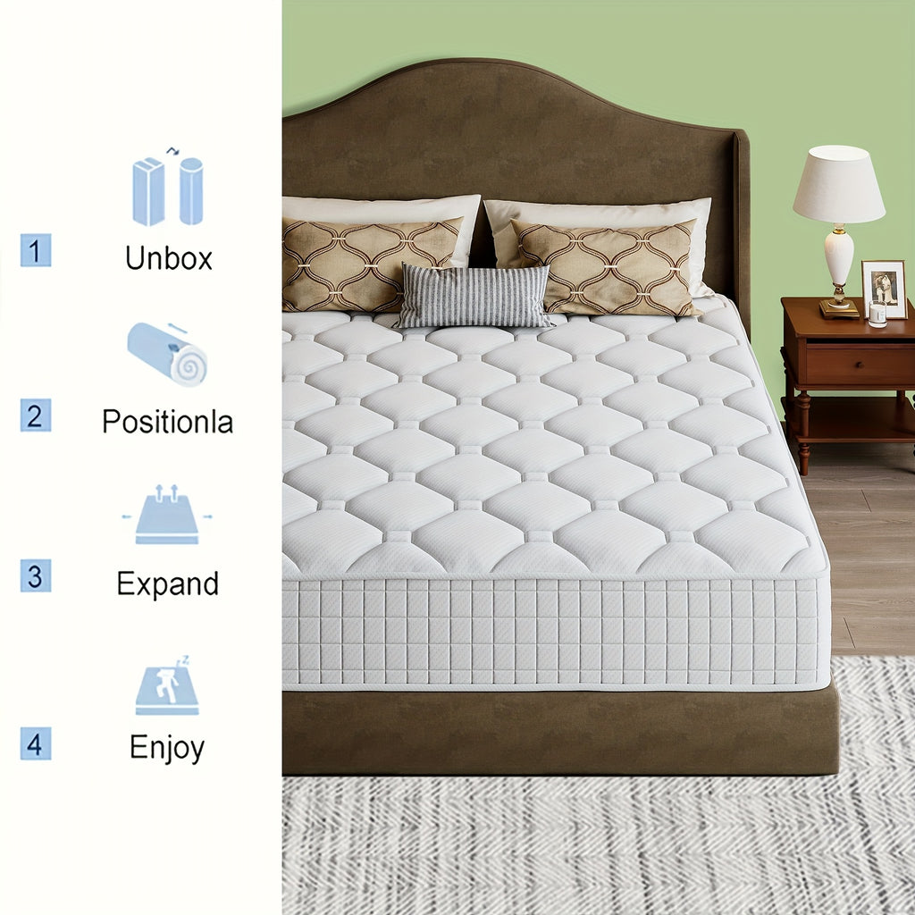 10/12/14"Orthopedic Queen Size Mattress - Pocket Spring System For Targeted Lumbar Support, High-Density Foam, Ideal For Back Pain & Side Sleepers (Sizes: Twin, Full, Queen, King)