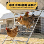 Heavy Duty Reinforced Chicken Coop Walk In Chicken Run with Waterproof Cover Large Metal Poultry Cage Outdoor Chicken Pen with Free Chicken Roosting Ladder