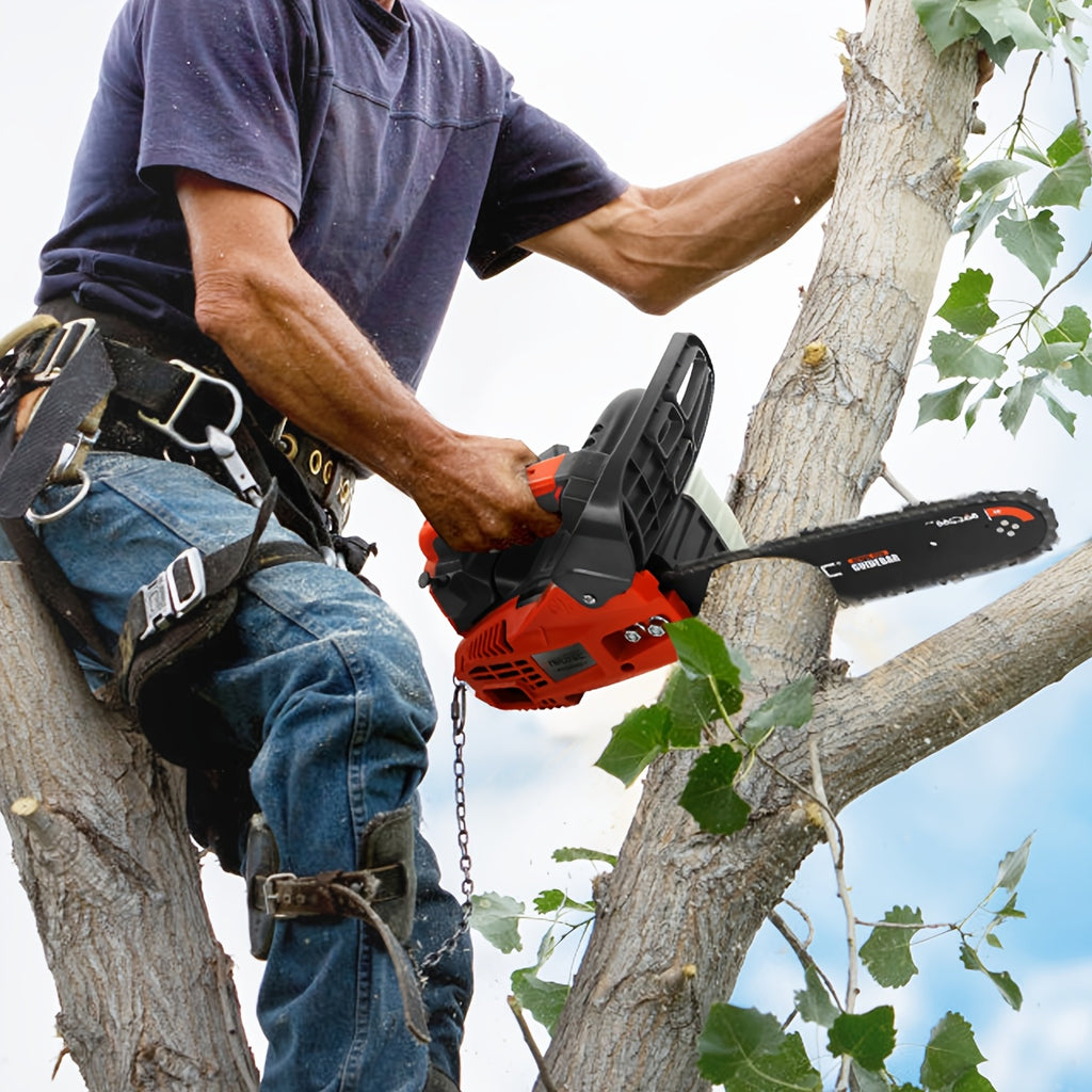 NEO-TEC 12'' Top Handle Gas Chainsaw, 2-Stroke 25.4cc Portable Chain Saws for Trees Gas Powered Wood Cutting