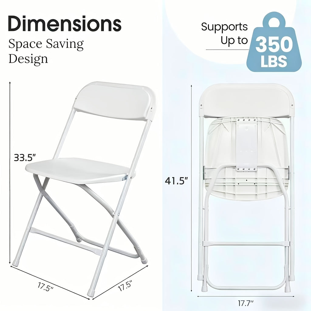 10-Pack White Plastic Folding Chairs, Steel Frame 500LB High Capacity Event Chair Commercial Chairs, Lightweight Portable Plastic Chair for Parties And Weddings, Stackable Commercial Event Seats