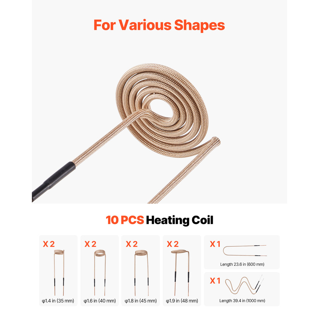 VEVOR Induction Heater Bolt Removal, 1100W 110V Magnetic Induction Heater Kit, Handheld Nut Buster Tool, Mini Heating Machine for Rusty Screw Removing, Car Garage Repairing Tools with 8 / 10 Coil and Box