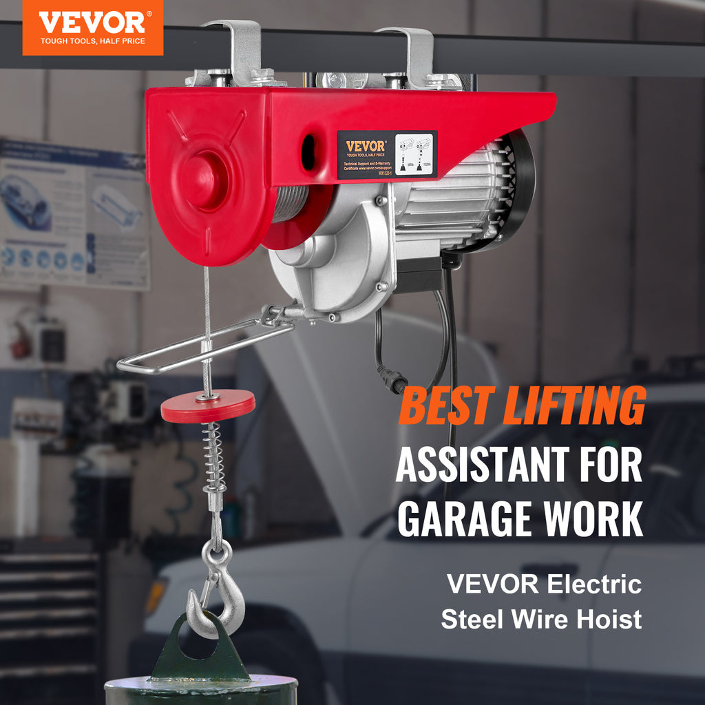 VEVOR Electric Hoist, 1320LBS Electric Winch, Steel Electric Lift, 120V Electric Hoist with Wireless Remote Control