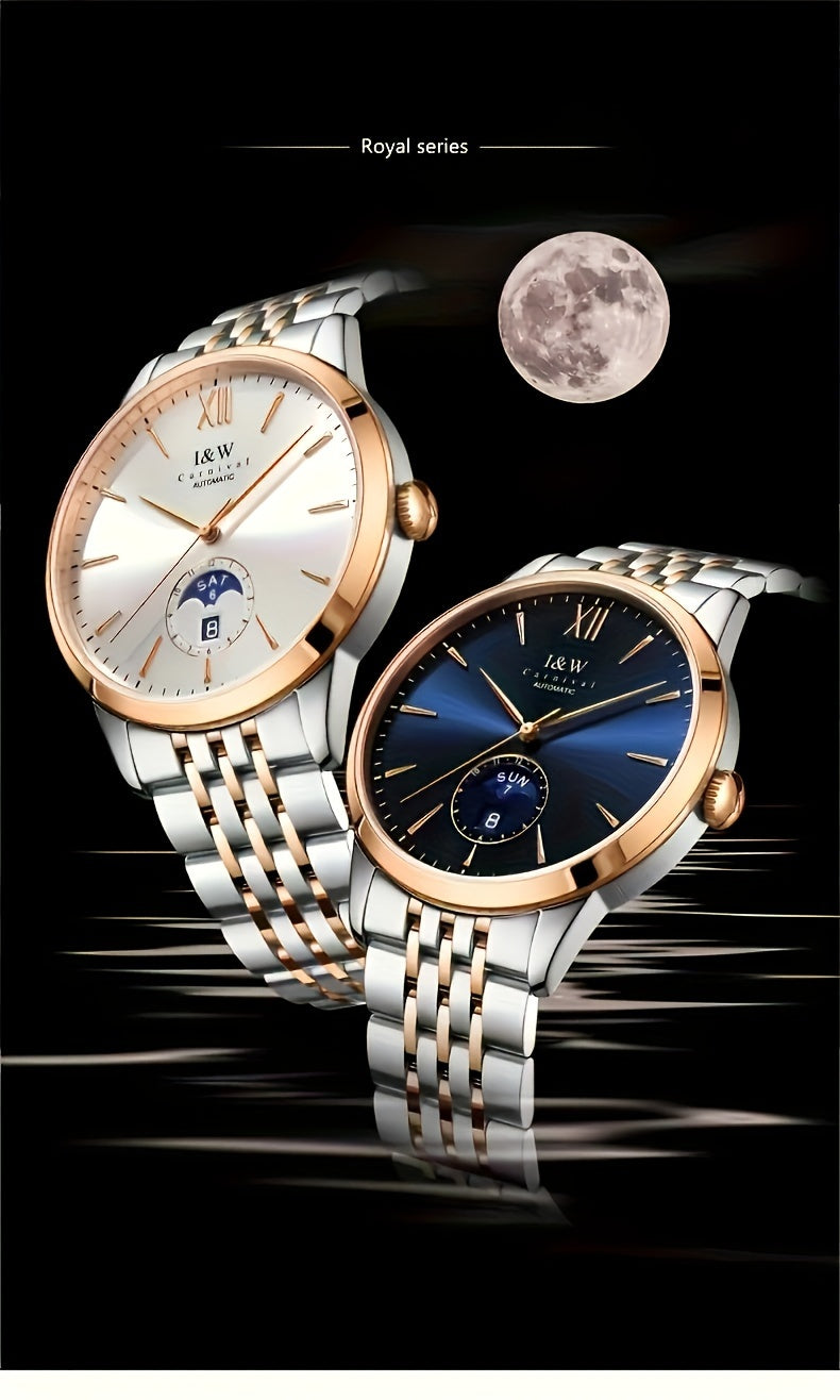 Carnival High-end Brand Mechanical Watches for Men Stainless Steel Faux Sapphire Mirror Fashion Sports Watches for Men Holiday Gifts