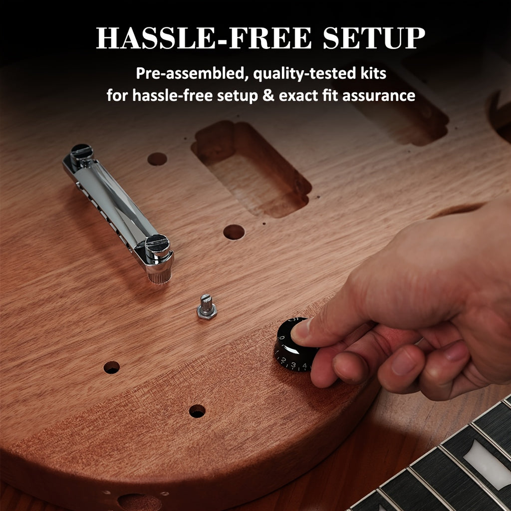STRICH DIY Electric Guitar Kit, Mahogany Body with Maple Neck, HH Pickups Pre-Drilled & Wired, Complete Hardware Pack, Build-Your-Own in One Box
