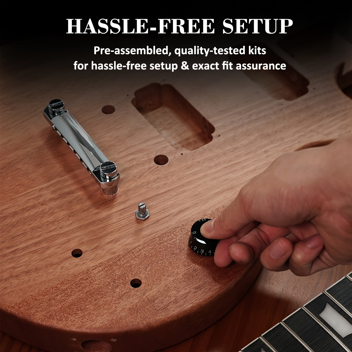 STRICH DIY Electric Guitar Kit, Mahogany Body with Maple Neck, HH Pickups Pre-Drilled & Wired, Complete Hardware Pack, Build-Your-Own in One Box