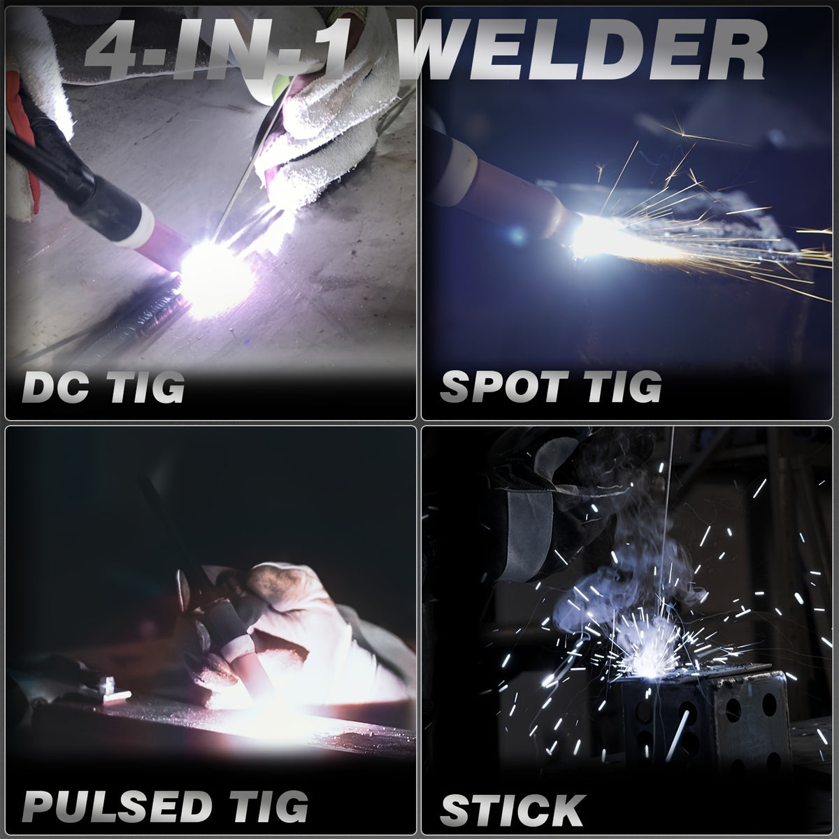 205Amp TIG Welder with Pulse, Large LED Display, 3-in-1 Stick/DC TIG/Pulse TIG, 110/220V Welding Machine