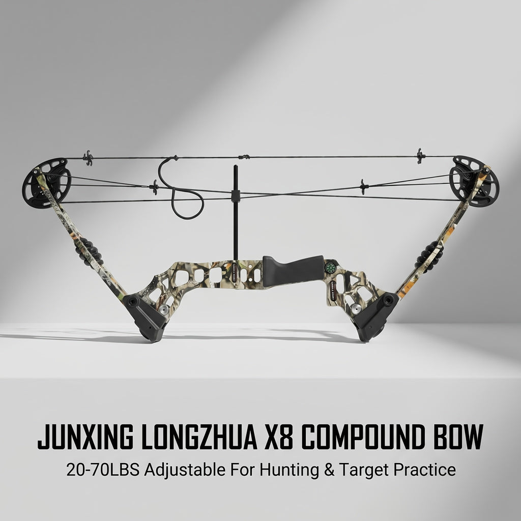 Composite Bow Camouflage Series Archery Set Made of Aluminum Alloy Material for Outdoor Hunting and Shooting. Composite Bow Tension Is Adjustable from 20 Lbs to 70 Lbs, Suitable for Beginners