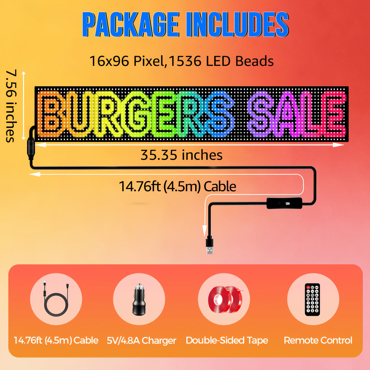 Decorative Signs And Plaques - LED Scrolling Display Screen, Soft Foldable Design, Easy Installation, APP Control, USB Powered, Flexible LED Sign for Store, Mobile Food Truck Advertising, LED Sign, Programmable LED Sign