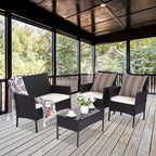 The HARAISEDK Handmade Outdoor Wicker Patio Sofa Set, Combined with A Tempered Glass Coffee Table, Is An All - Weather PE Rattan Furniture Piece That Is Applicable to Courtyards, Patios, Balconies, Backyards, Decks, Bars And Cafes.