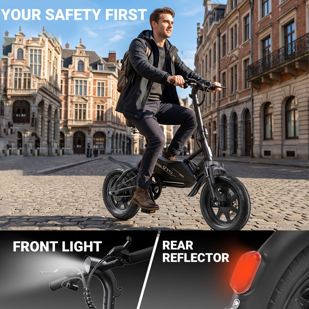 Electric Bike For Adults, 14" Ebike With 350W Motor, 36V7.8AH Battery, Commuter Electric Bicycle Dual Disc Brake, Front And Rear Suspension