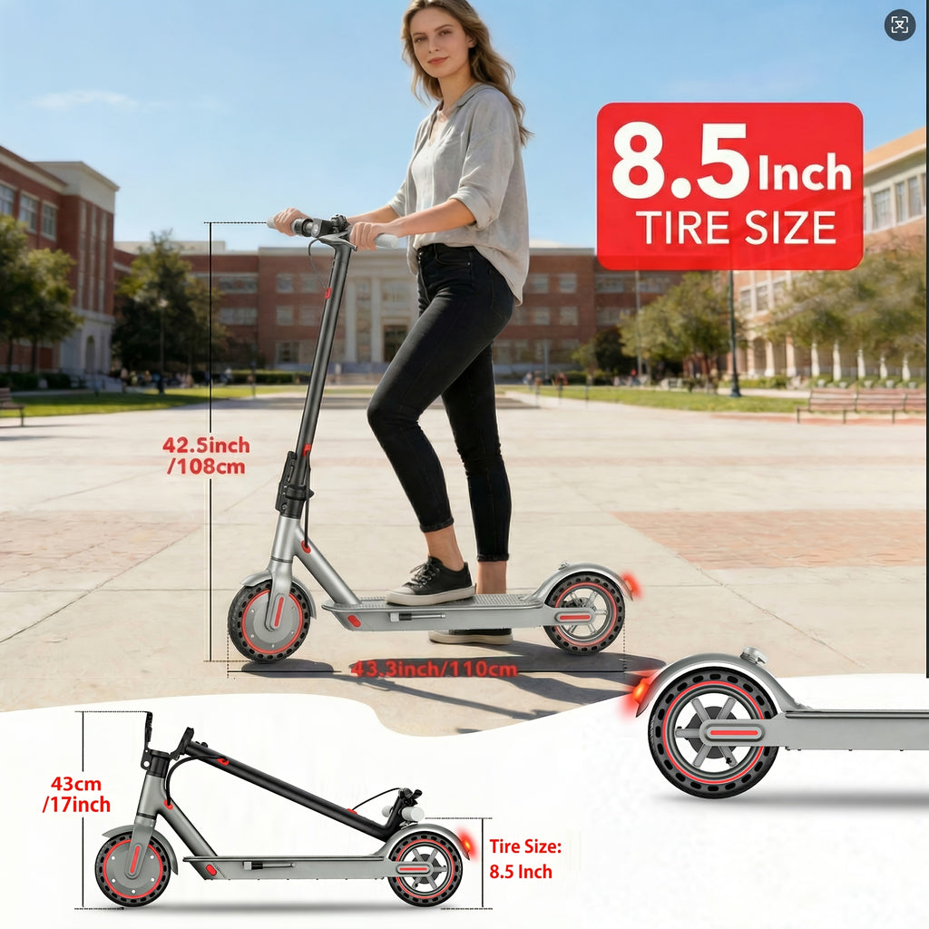Adults' 8.5'' Foldable Electric Scooter with App, 350W Motor & 25km Range - Display, 3-Speed Modes, Dual Brake & Large Battery - Portable -EScooter Commuting for Adults