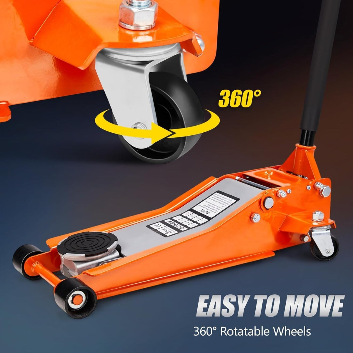 Low Profile Floor Jack, Heavy Duty Jack with Dual Pistons Quick Lift Pump for Cars & SUVs, Lifting Range 2-19/20" to 20-1/10", Orange